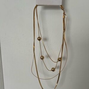Gold Multi-Strand Beaded Necklace - Women Jewelry